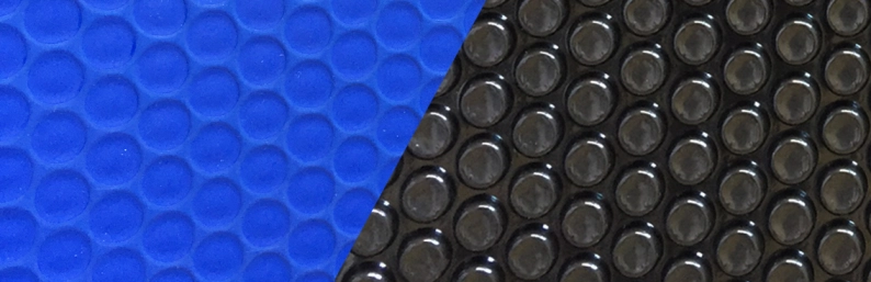 Bâche à bulles - BLEU/NOIR 500 microns bulles rondes