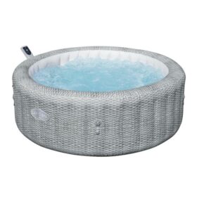 Lay-Z-Spa® 77&Prime; x 28&Prime;/1.96m x 71cm Bali MaxHold EnergySense UltraFit Smart AirJet 6 Grey Rattan Round