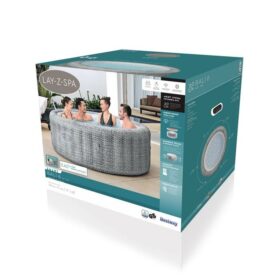 Lay-Z-Spa® 77&Prime; x 28&Prime;/1.96m x 71cm Bali MaxHold EnergySense UltraFit Smart AirJet 6 Grey Rattan Round