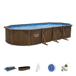 Piscine acier hors sol ovale Hydrium 730 x 360 x 130 cm effet bois