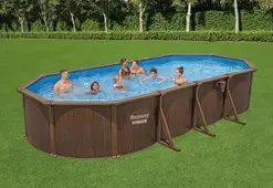 Piscine acier hors sol ovale Hydrium 730 x 360 x 130 cm effet bois