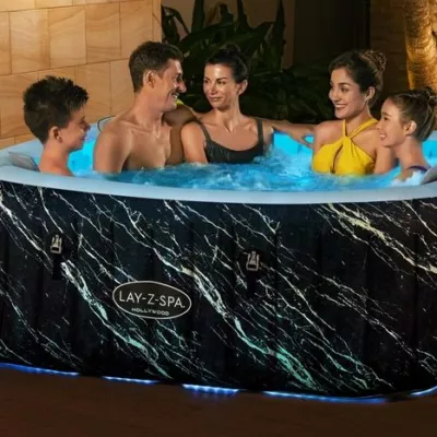 Lay-Z-Spa® 71" x 71" x 26"/1.80m x 1.80m x 66cm Hollywood Luxe AirJet 6 Marble Square