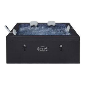Lay-Z-Spa® 64.5&Prime; x 64.5&Prime; x 25.5&Prime;/1.64m x 1.64m x 65cm Stockholm ThermaCore UltraFit Smart AirJet 6 Black Square