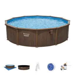 Piscine acier hors sol ronde Hydrium 550 x 130 cm effet bois