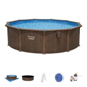 Piscine acier hors sol ronde Hydrium 490 x 130 cm effet bois