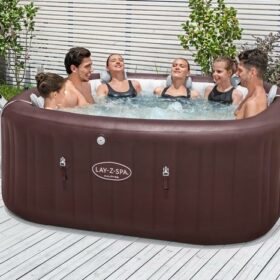 Lay-Z-Spa® 79&Prime; x 79&Prime; x 31.5&Prime;/2.01m x 2.01m x 80cm Maldives MaxHold EnergySense Smart Luxe HydroJet Pro 7 Burgundy Square