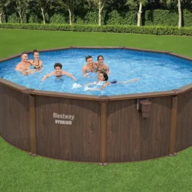 Piscine acier hors sol ronde Hydrium 490 x 130 cm effet bois